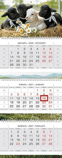 Календарь квартальный 2027 г. 4 бл. 4 гр. Х "Знак года. Малыши" 29,7*75,5 см