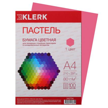 Бумага для офис. техн. А4 100 л. пастель розовая Klerk 80 г/м2