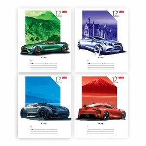 Тетрадь 12 л. кос. лин. Х "Автопанорама" с доп. гор. лин.