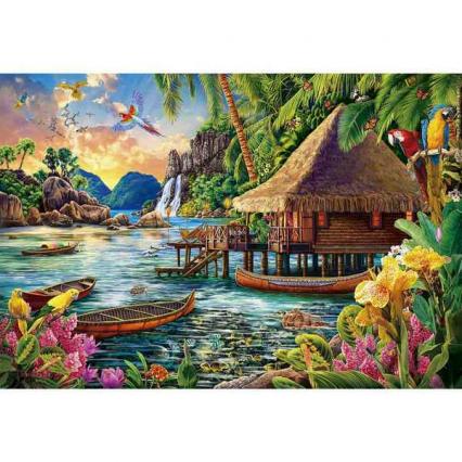 Алмазная мозаика с полн. зап. 30*40 см ПП "Тропический домик" подрамник