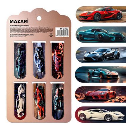 Набор закладок для книг магн. 6 шт. Mazari "Авто"