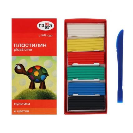 Пластилин 06 цв. ГАММА "Мультики" 120 г, со стеком 