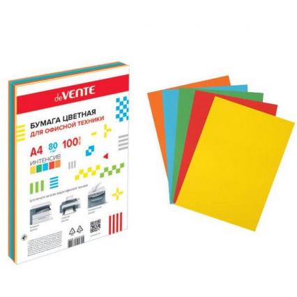 Бумага для офис. техн. А4 100 л. интенсив 5 цв. deVENTE 80 г/м2