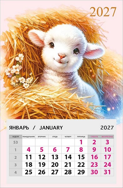 Календарь на магните отрывной 2027 г. Арт Дизайн "Овечка" 9,5*14,5 см