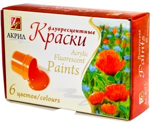 Краски акрил. 06 цв. ЛУЧ 15 мл флюор. 