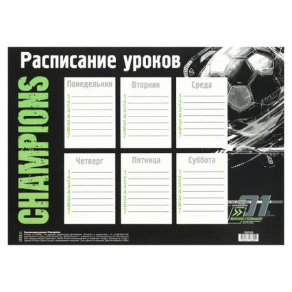 Расписание уроков А4 Кокос "Чемпионы"