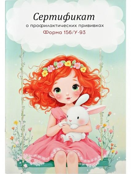 Бланк Сертификат о проф. прививках А6 ПП "Девочка с зайчиком" мяг. обл. 