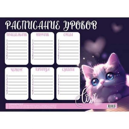 Расписание уроков А4 Кокос "Любимый кот"