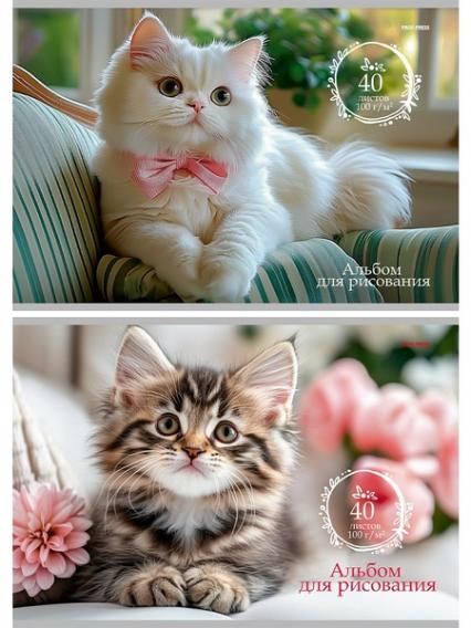 Альбом для рис. А4 40 л. ПП "Милые котики"