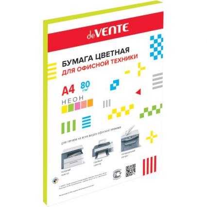 Бумага для офис. техн. А4 050 л. неон желтый deVENTE 75 г/м2