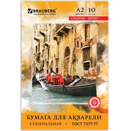 Папка для акварели А2 10 л. Brauberg 200 г/м2 