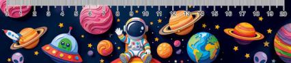 Закладка для книг "Космос" с линейкой