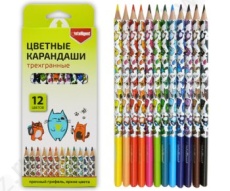 Карандаши 12 цв. Intelligent "Котики" трехгр.