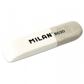 Ластик Milan прямоуг. скош., бело-сер. 