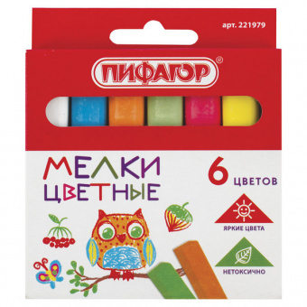 Мел цветной 06 шт. Пифагор 